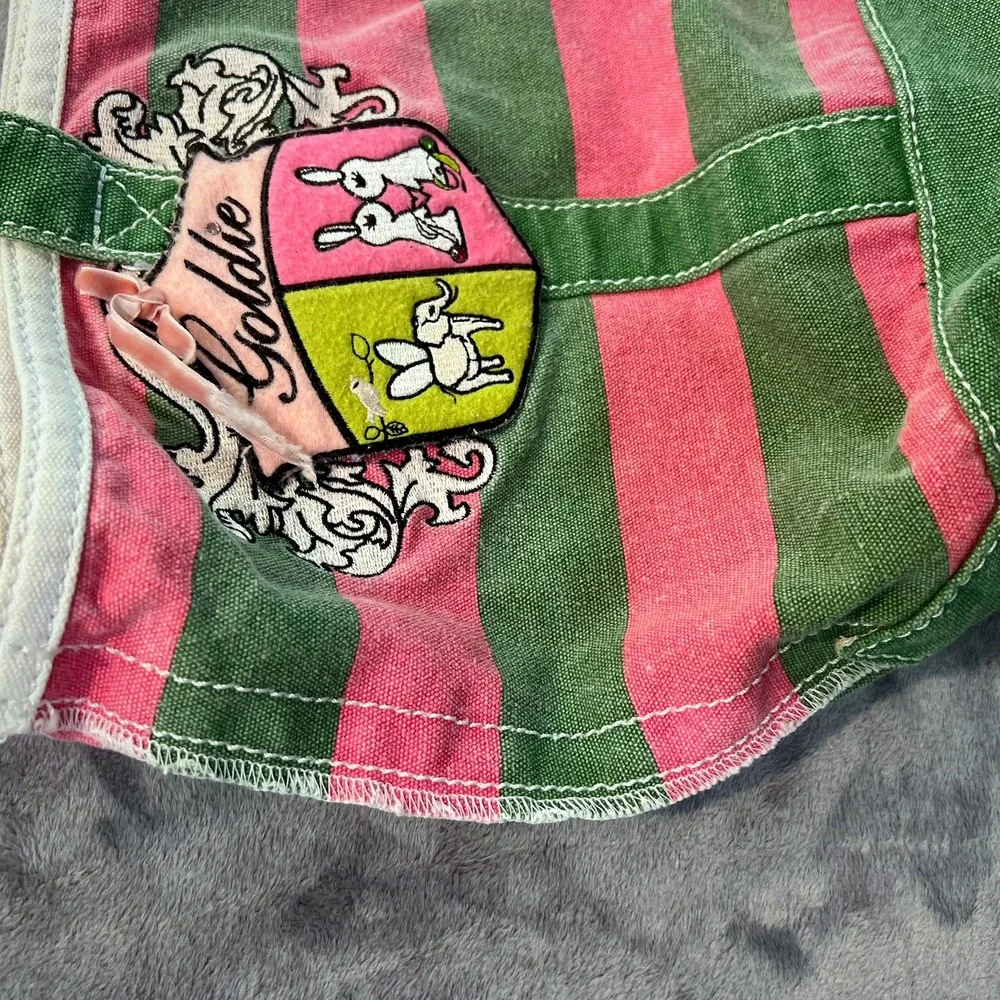 goldie womens tote bag limited edition 7 striped canvas pink green beach large